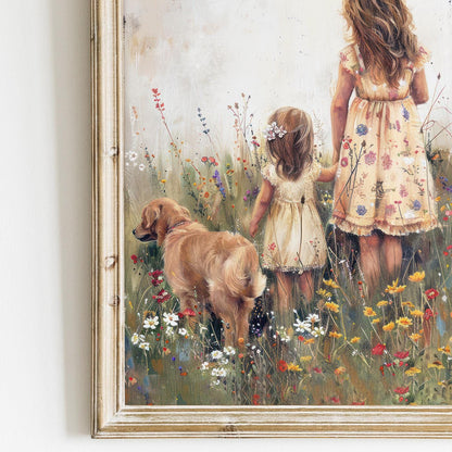 Golden Retriever Nursery Decor, Vintage Dog Wall Art, Cottagecore Painting - WildfieldPrints