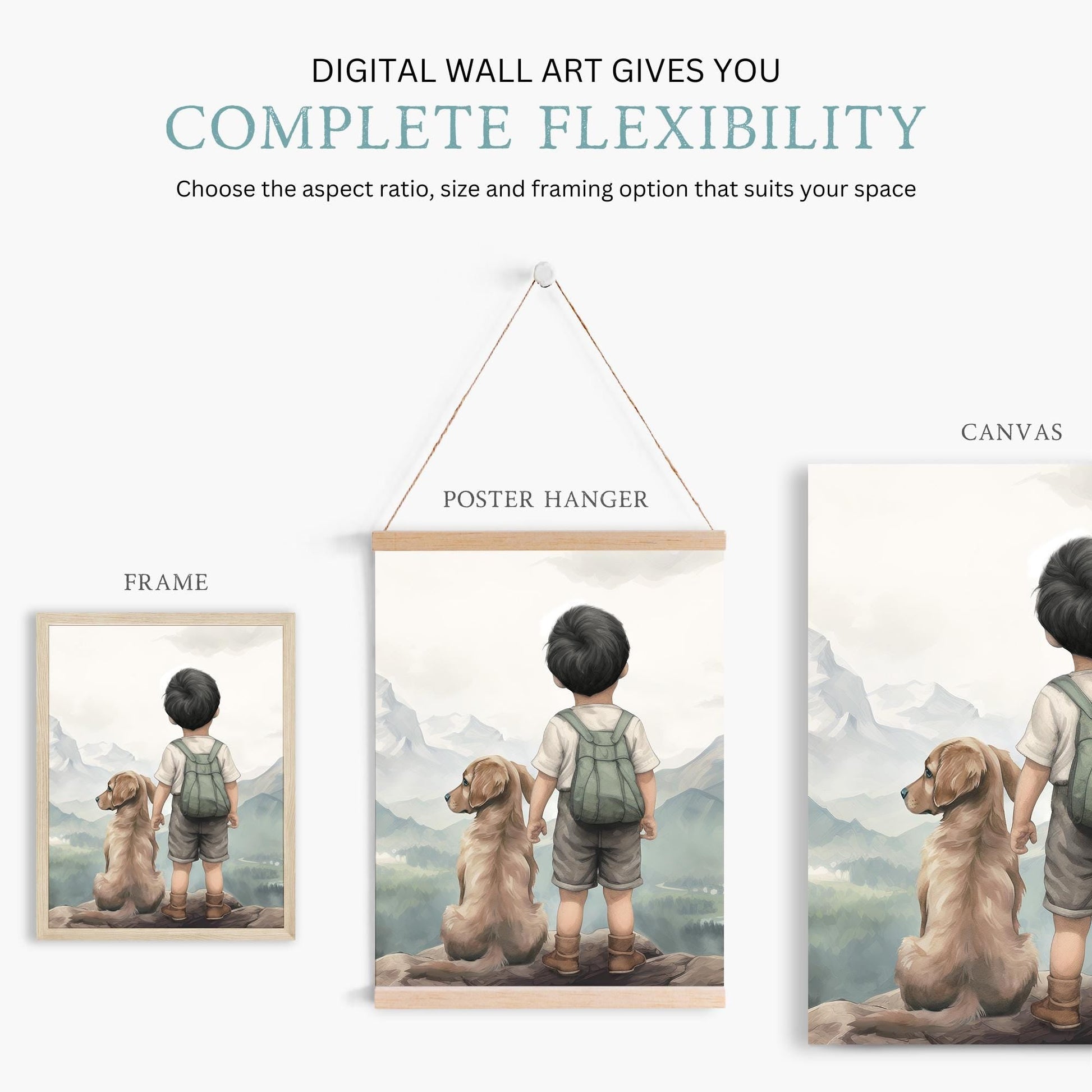 Golden Retriever Nursery Print, Boy Dog Portrait, Puppy Room Decor - WildfieldPrints