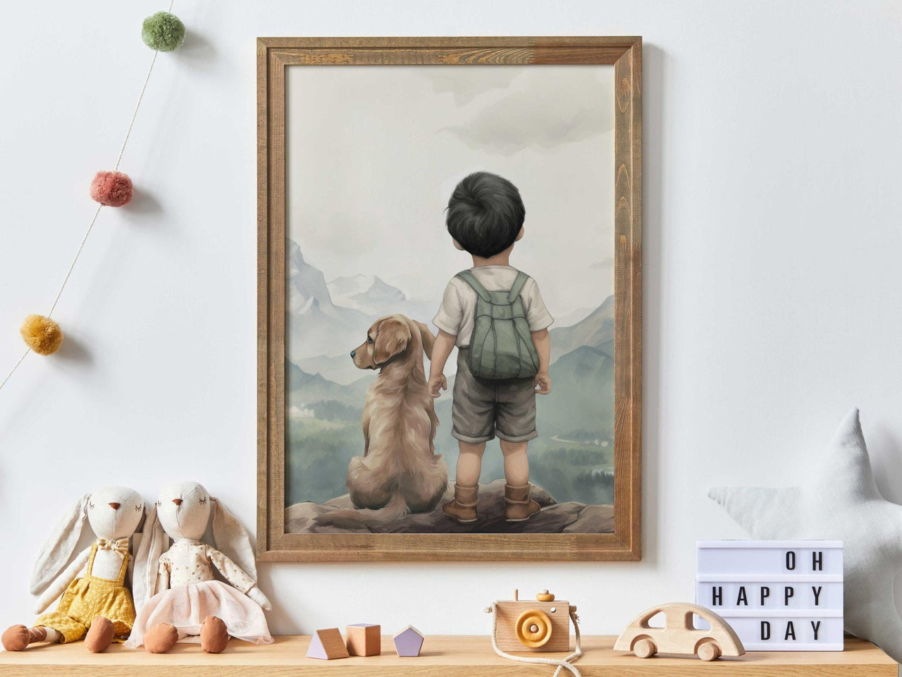 Golden Retriever Nursery Print – Dog Boys Room Wall Art
