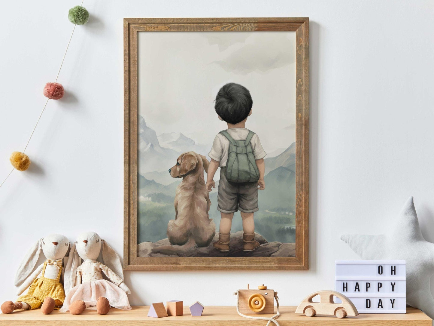 Golden Retriever Nursery Print, Boy Dog Portrait, Puppy Room Decor - WildfieldPrints