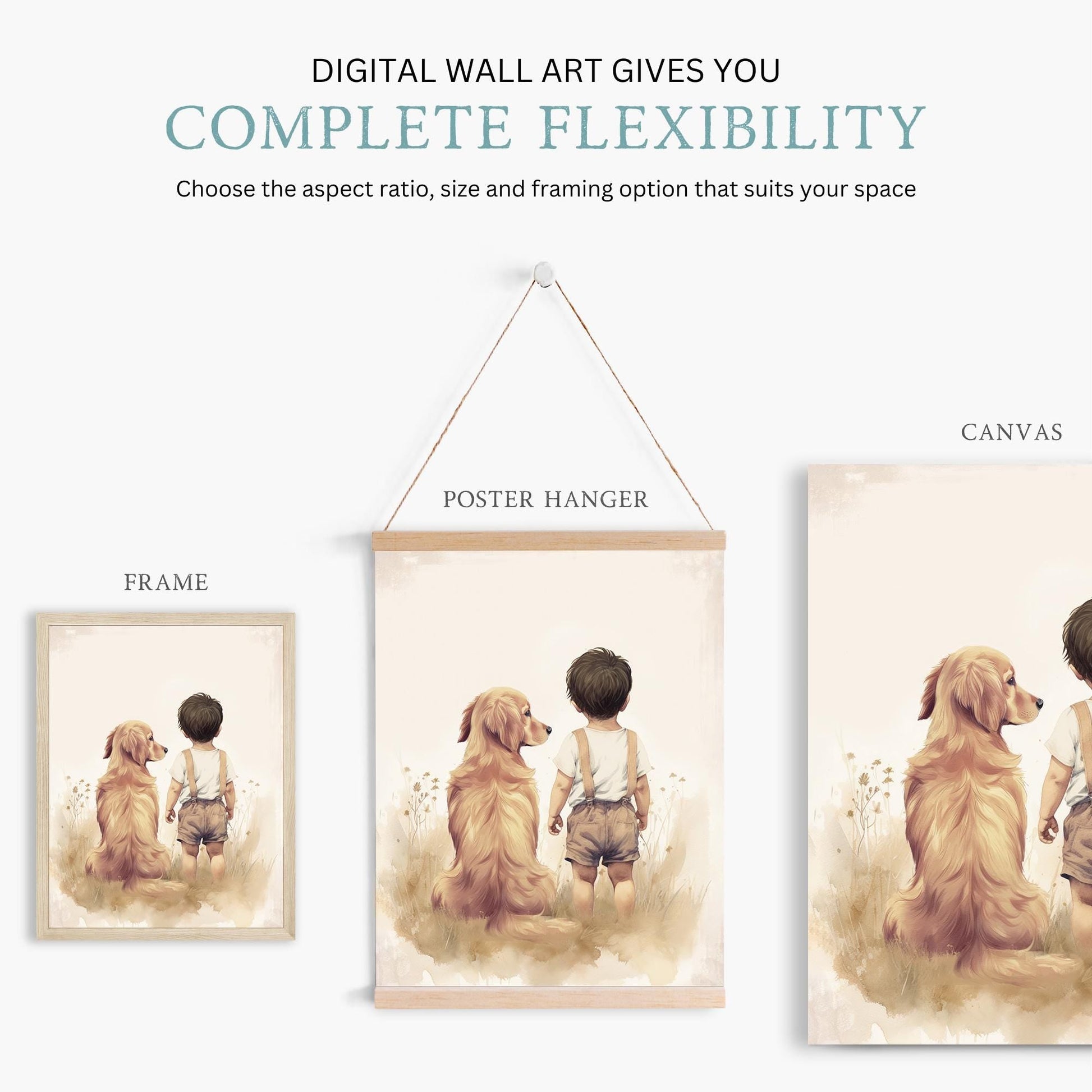 Golden Retriever Nursery Print, Boys Room Decor, Dog Artwork - WildfieldPrints