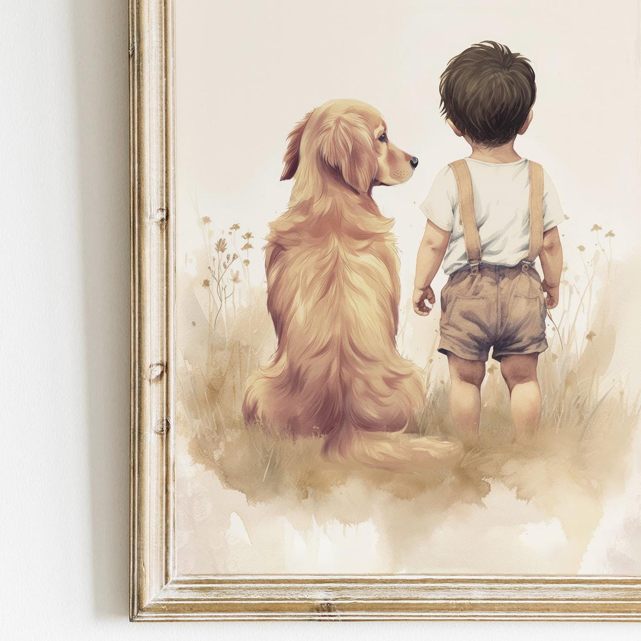 Golden Retriever Wall Art – Dog Nursery Print for Boys Room