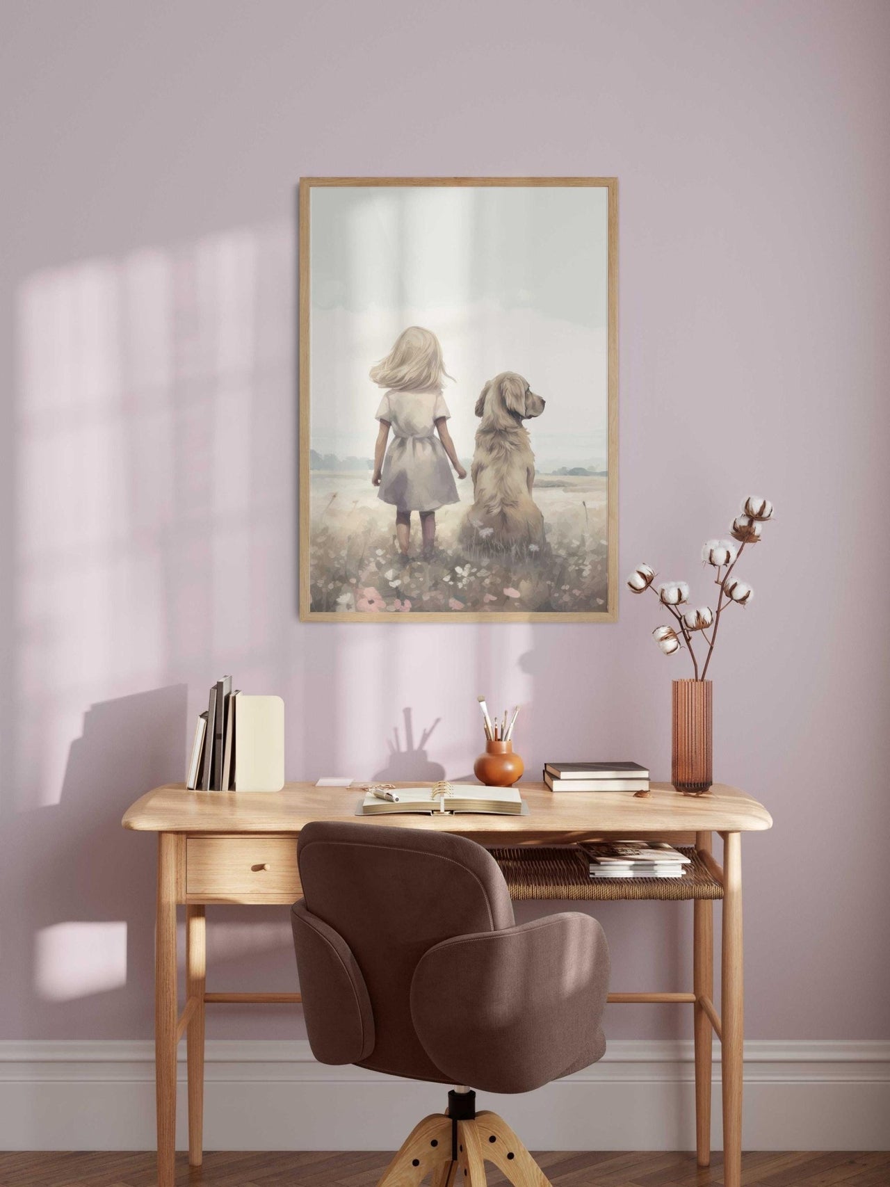 Golden Retriever Nursery Print – Dog Wall Art for Girls Room