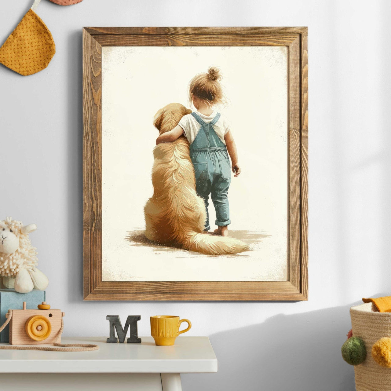 Golden Retriever Nursery Print – Dog Wall Decor for Girls Room