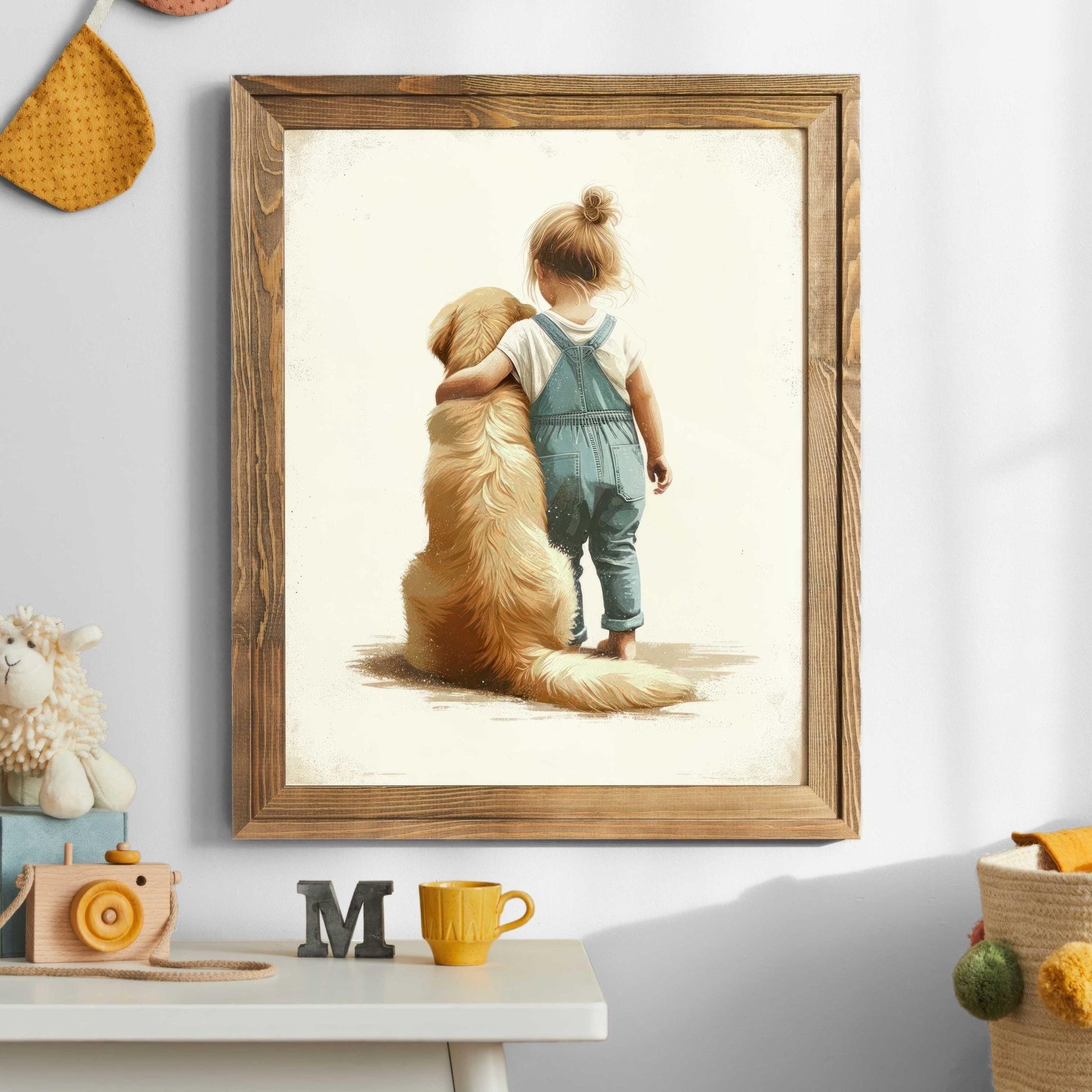Golden Retriever Nursery Print, Dog Art for Little Girls, Cute Room Decor - WildfieldPrints