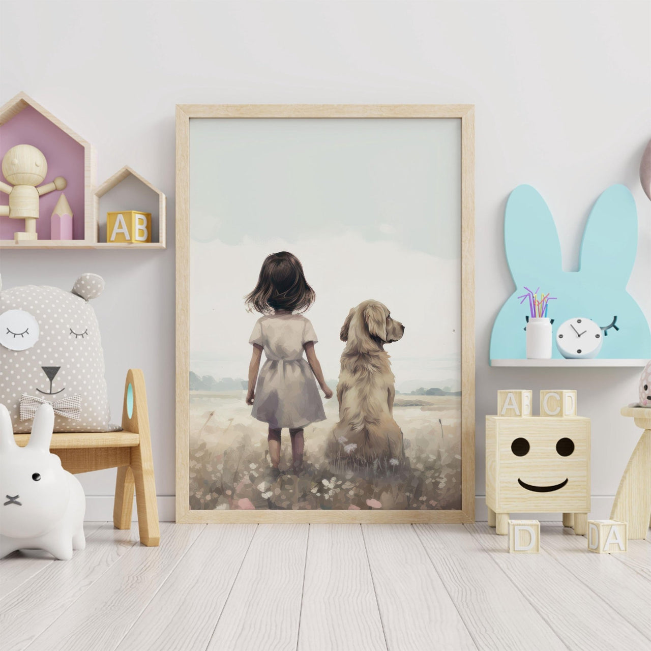 Golden Retriever Wall Art – Dog Nursery Print for Kids Room