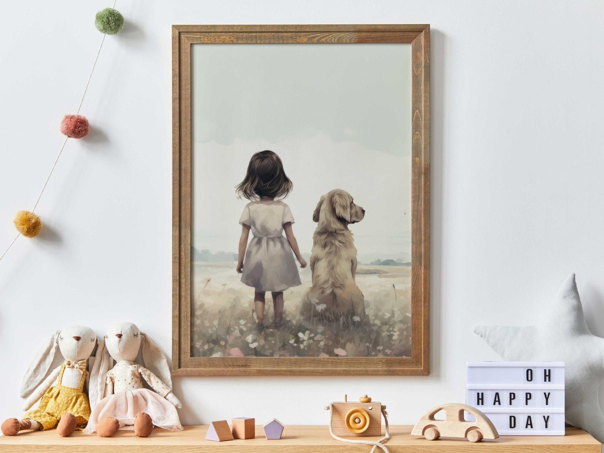 Golden Retriever Nursery Print, Dog Wall Decor, Kids Room Art - WildfieldPrints