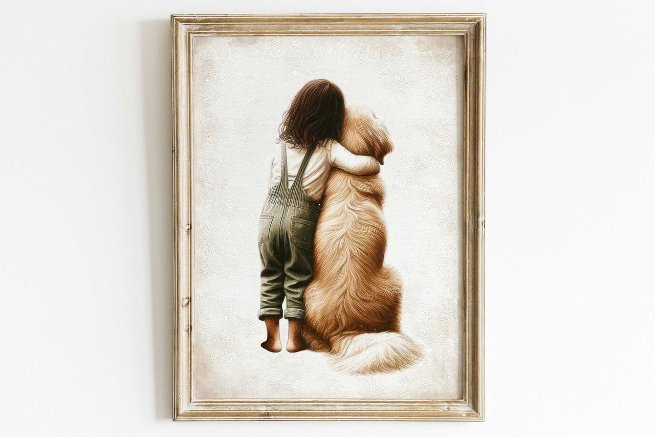 Golden Retriever Nursery Print – Dog Wall Decor for Toddler Room