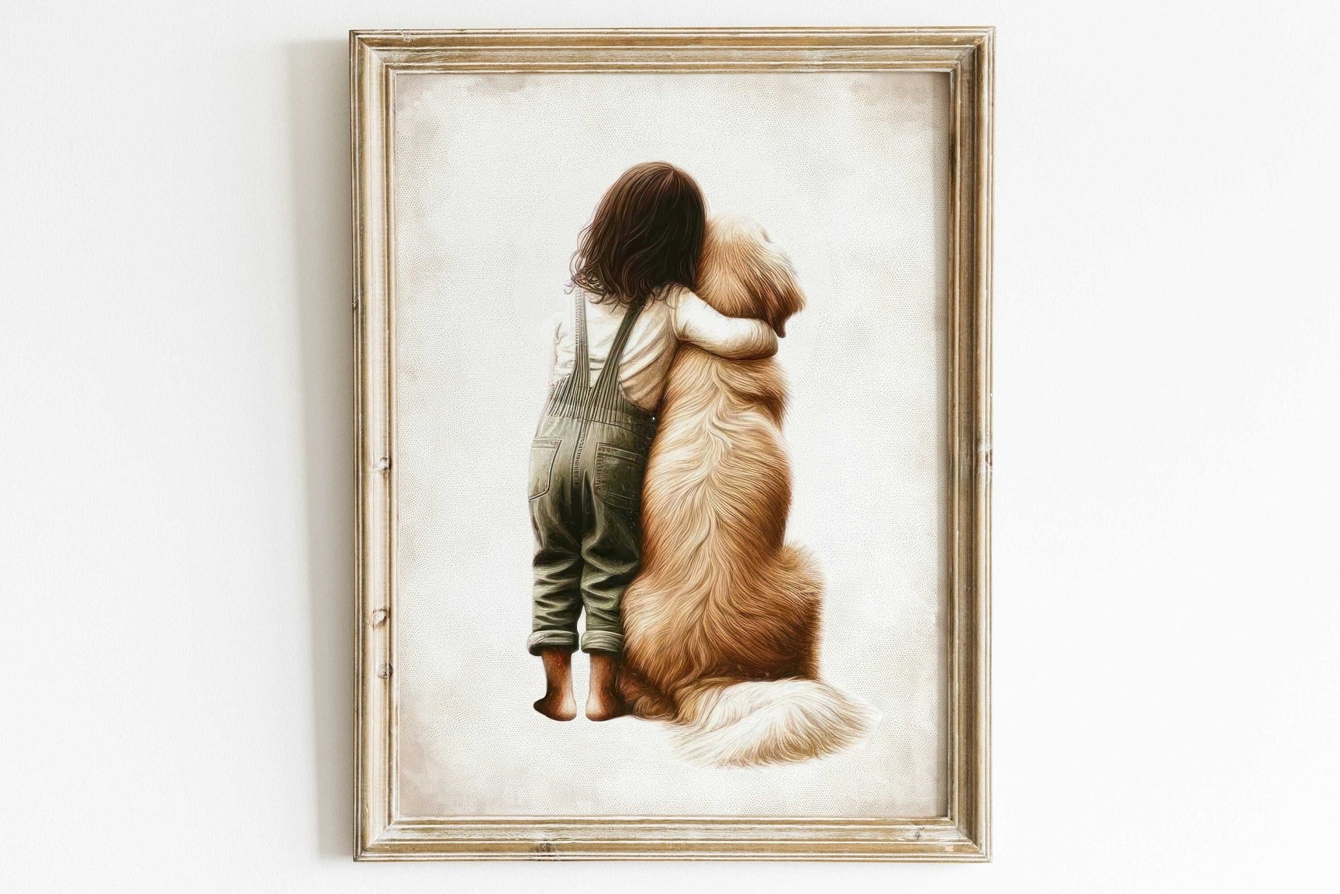 Golden Retriever Nursery Print, Girl and Dog Artwork, Toddler Room Decor - WildfieldPrints