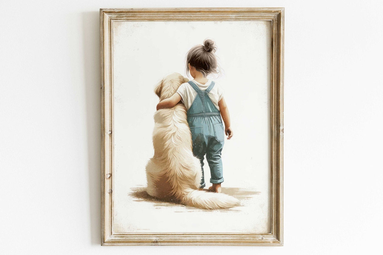 Golden Retriever Wall Art – Dog Nursery Print for Kids Room