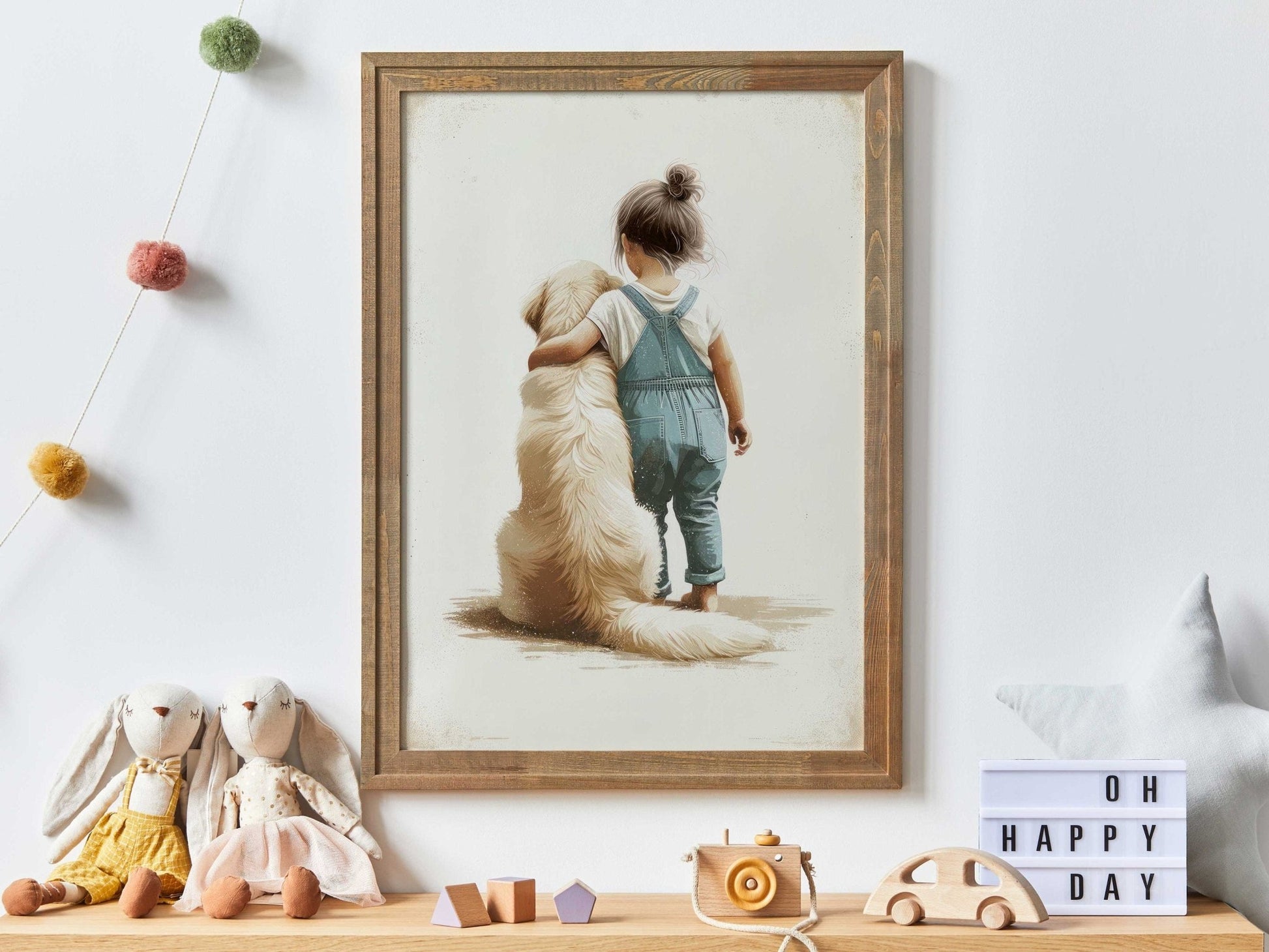 Golden Retriever Nursery Prints, Cute Dog Wall Decor, Kids Room Art - WildfieldPrints