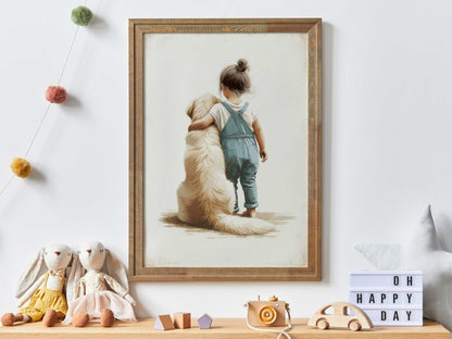 Golden Retriever Nursery Prints, Cute Dog Wall Decor, Kids Room Art - WildfieldPrints
