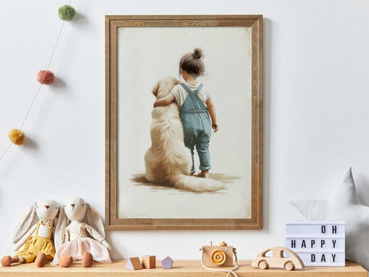 Golden Retriever Nursery Prints, Cute Dog Wall Decor, Kids Room Art - WildfieldPrints