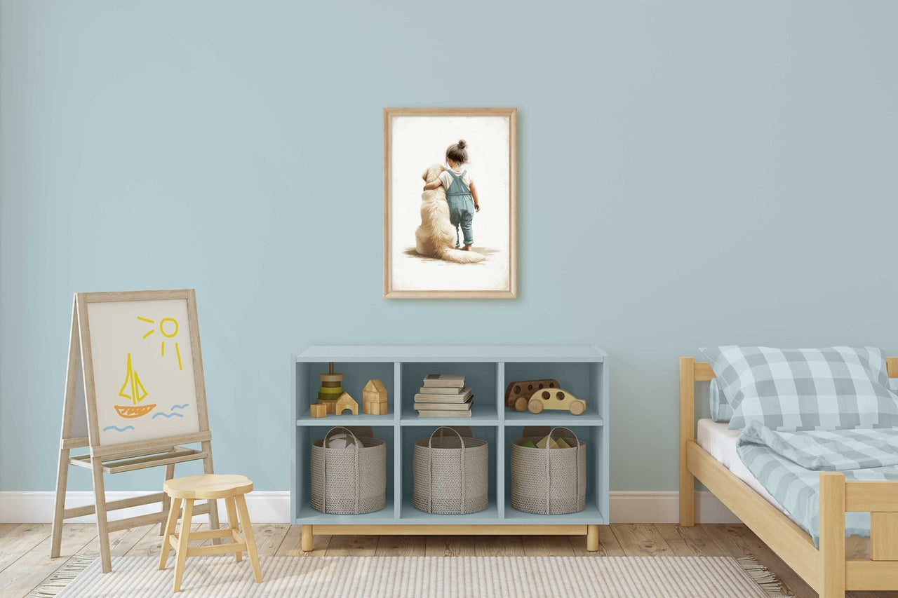Golden Retriever Wall Art – Dog Nursery Print for Kids Room