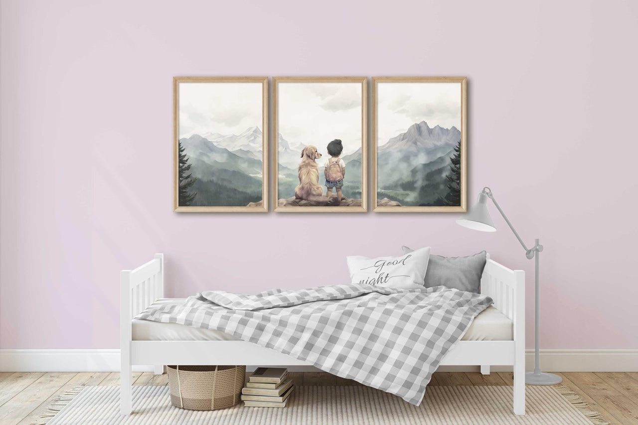 Golden Retriever Wall Art – Dog Nursery Print • Set of 3