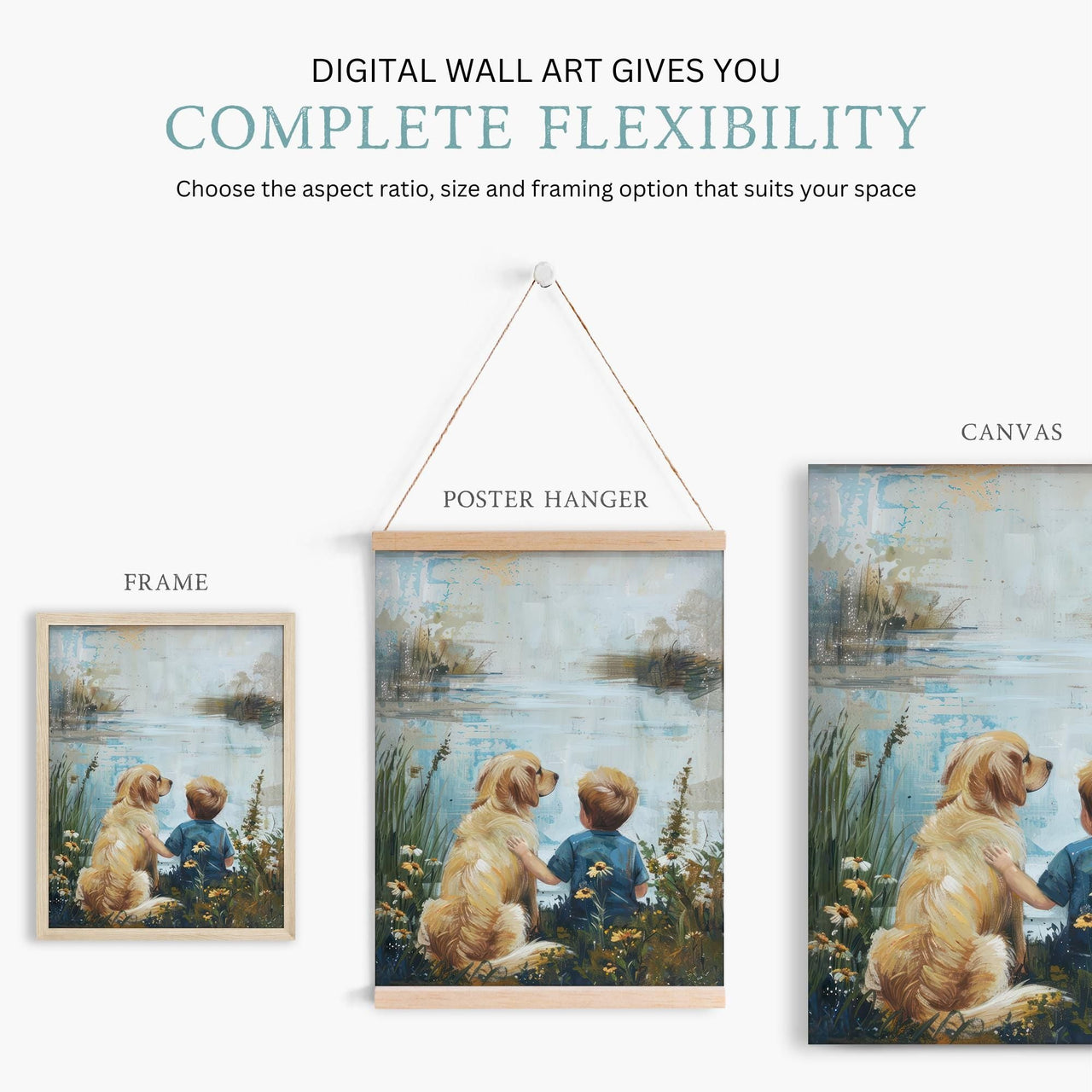Golden Retriever Wall Art – Dog Boys Room Print