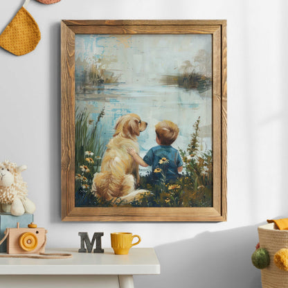 Golden Retriever Nursery Wall Art, Dog - Themed Boys Room Decor - WildfieldPrints