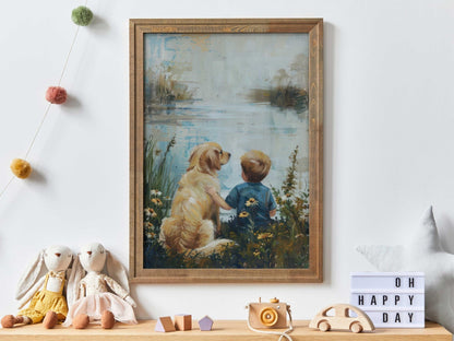 Golden Retriever Nursery Wall Art, Dog - Themed Boys Room Decor - WildfieldPrints