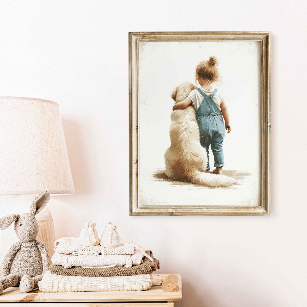 Golden Retriever Wall Art – Dog Nursery Print for Girls Room