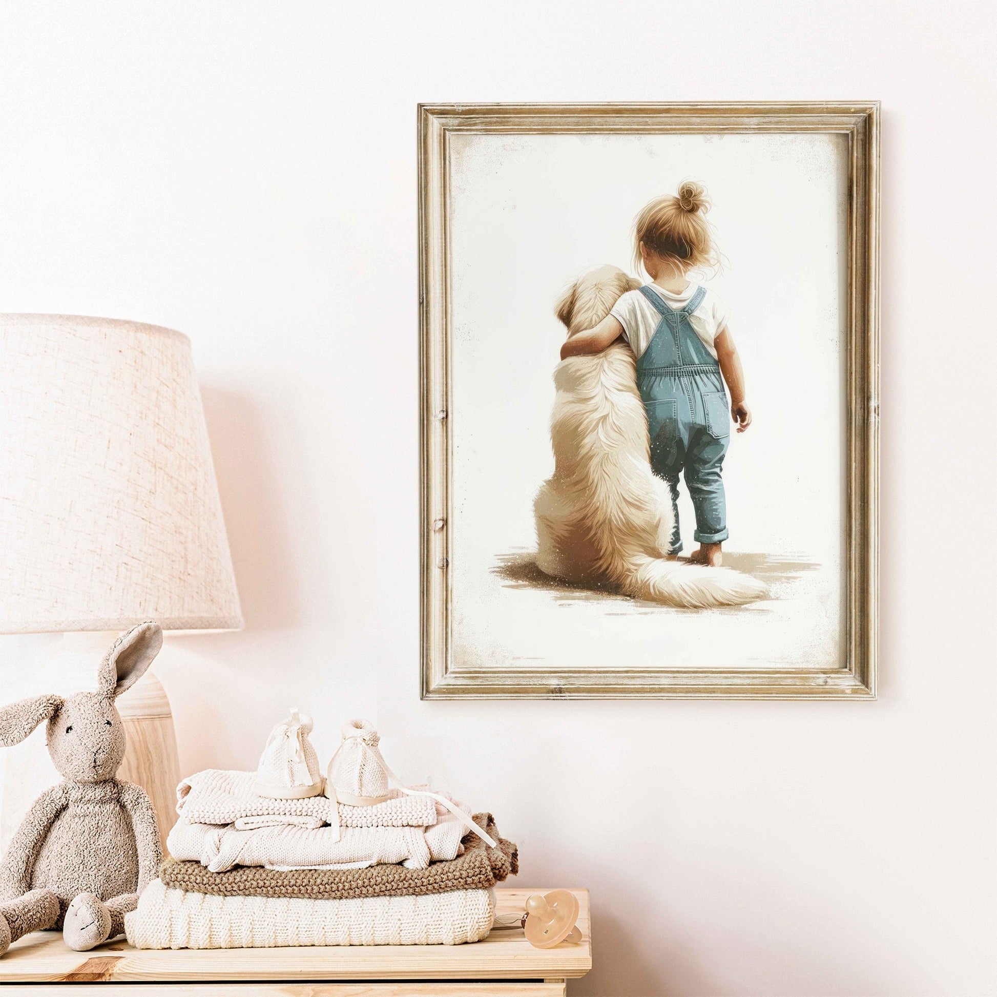 Golden Retriever Print, Dog Nursery Decor, Girls Room Wall Art - WildfieldPrints