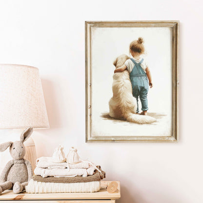 Golden Retriever Print, Dog Nursery Decor, Girls Room Wall Art - WildfieldPrints