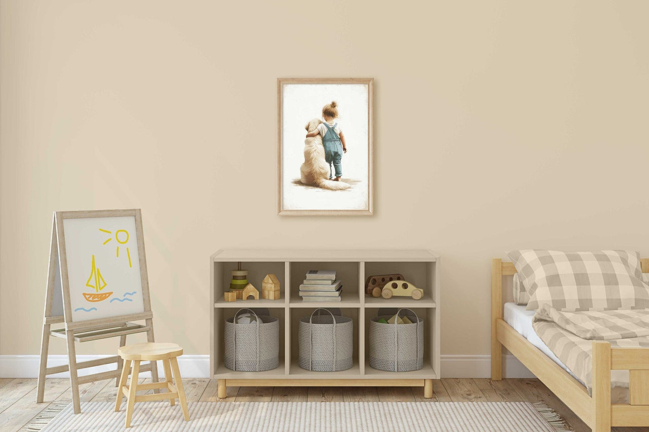 Golden Retriever Wall Art – Dog Nursery Print for Girls Room