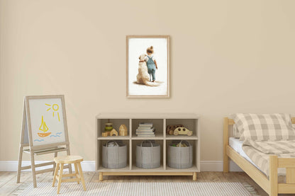 Golden Retriever Print, Dog Nursery Decor, Girls Room Wall Art - WildfieldPrints