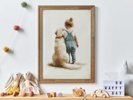 Golden Retriever Print, Dog Nursery Decor, Girls Room Wall Art - WildfieldPrints
