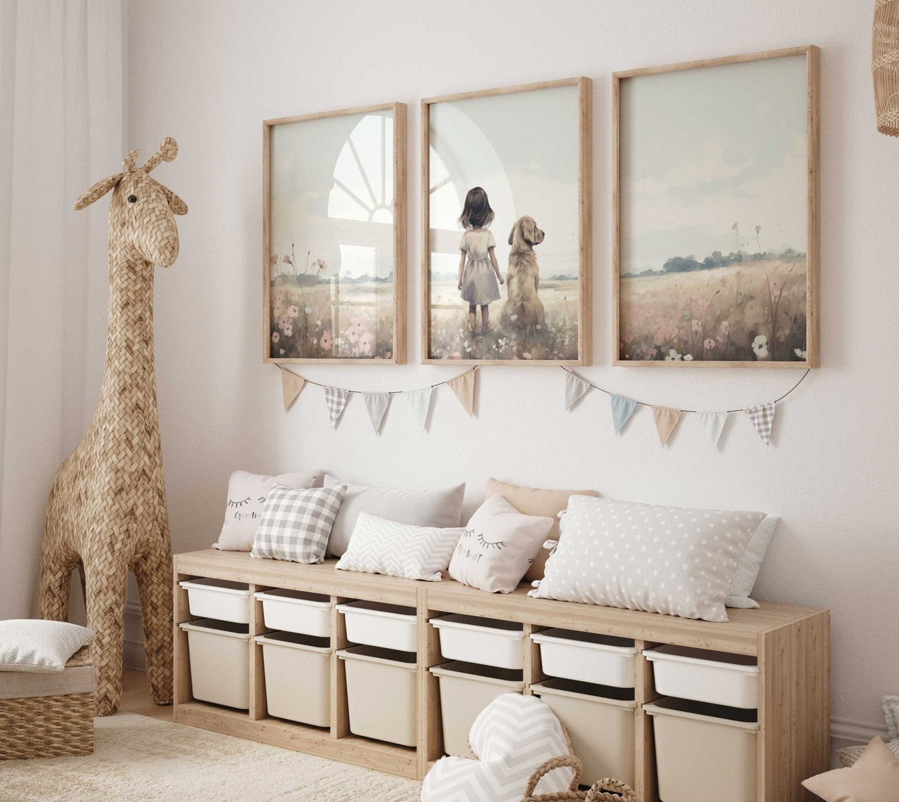 Golden Retriever Wall Art – Dog Nursery Print for Girls Room • Set of 3