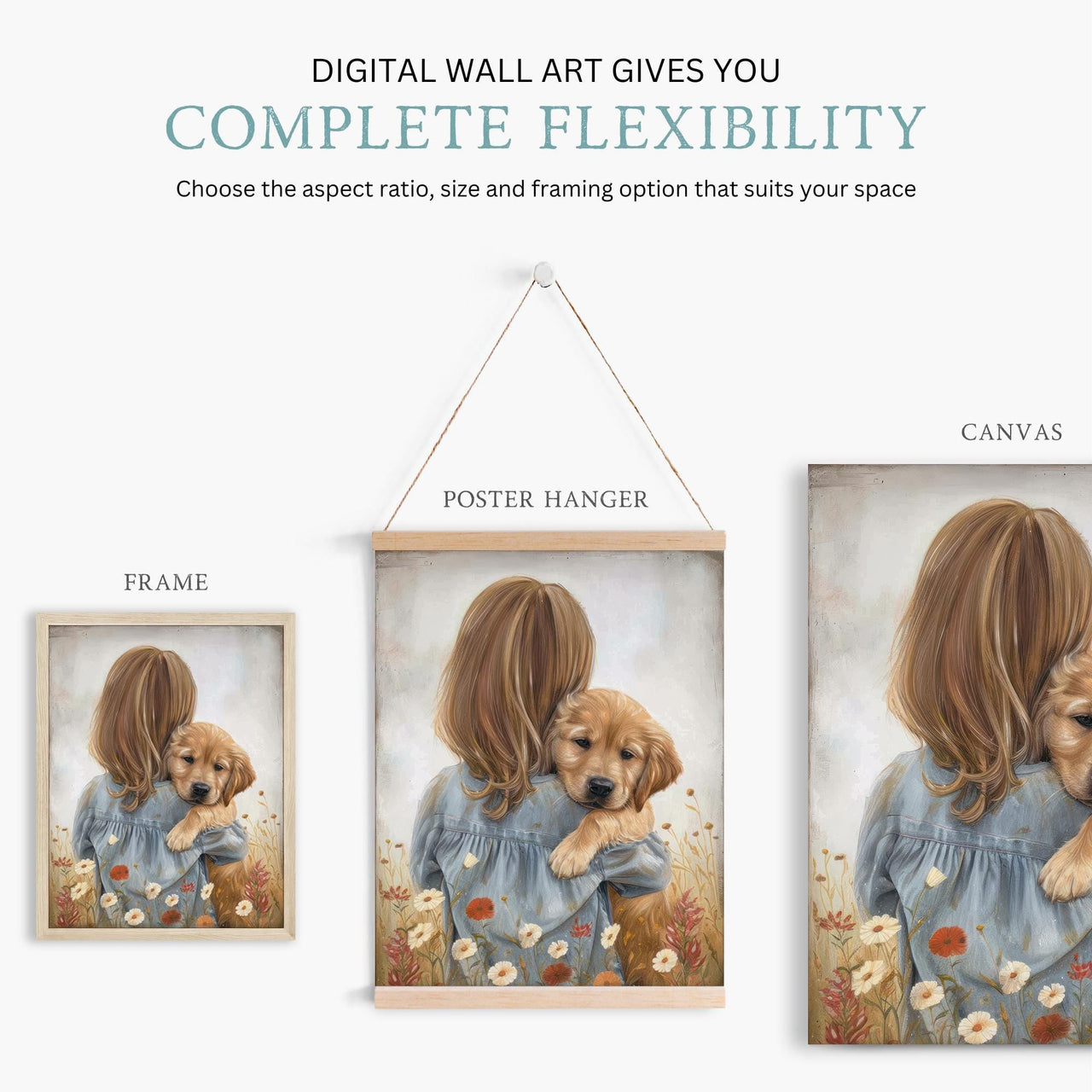 Golden Retriever Puppy Wall Art – Dog Nursery Print for Girls