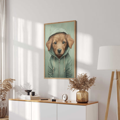 Golden Retriever Puppy Print, Rustic Dog Wall Decor, Gift for Dog Lovers - WildfieldPrints