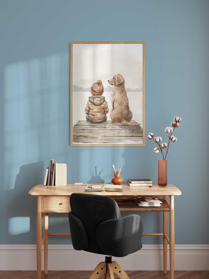 Golden Retriever Wall Art, Boy Nursery Dog Decor, Family Canine Print - WildfieldPrints