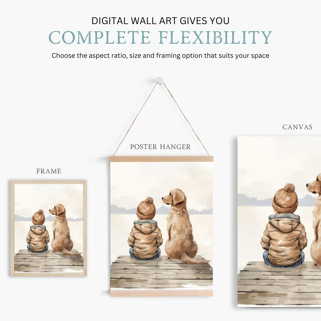 Golden Retriever Wall Art – Canine Boys Room Print