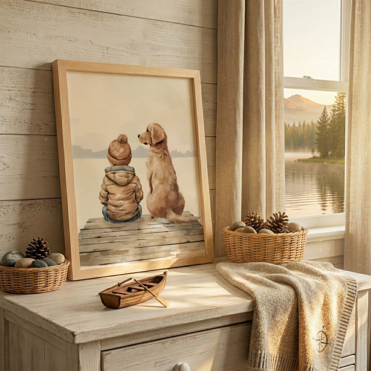 Golden Retriever Wall Art – Canine Boys Room Print