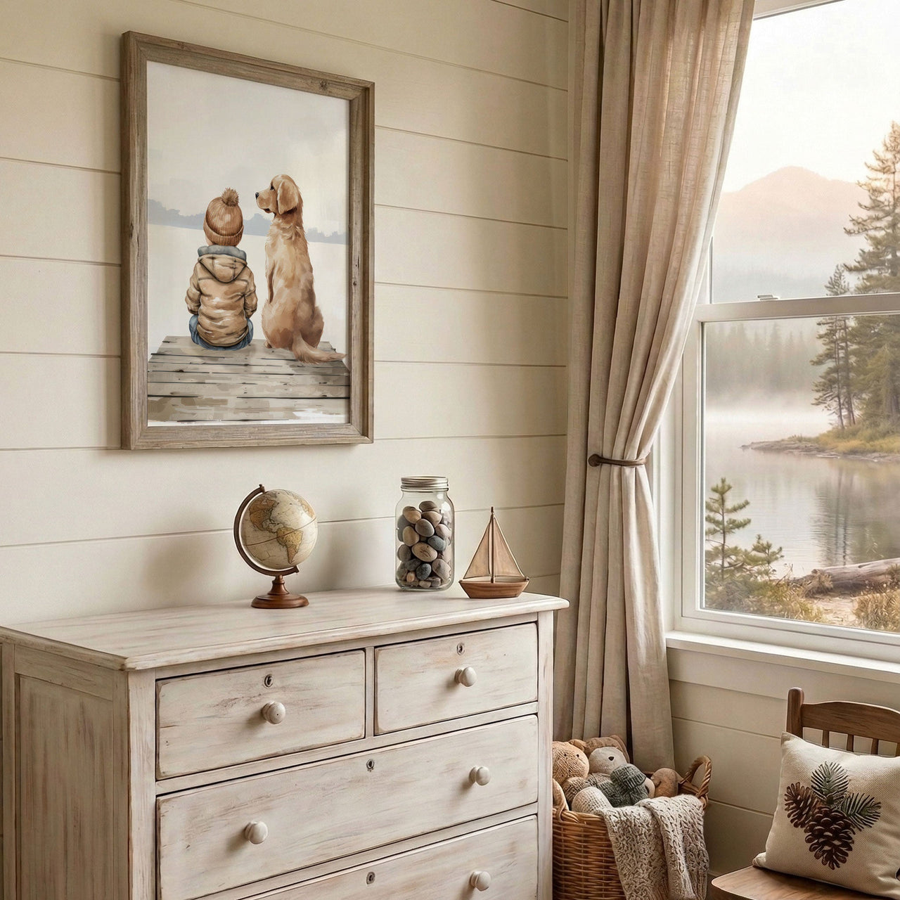 Golden Retriever Wall Art – Canine Boys Room Print