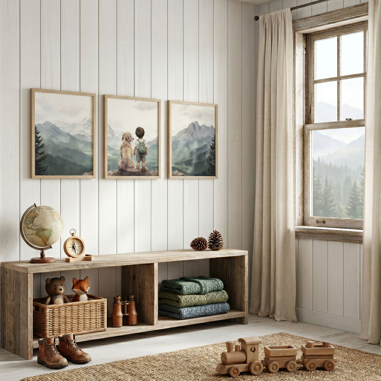 Golden Retriever Wall Art – Dog Boys Room Decor • Set of 3