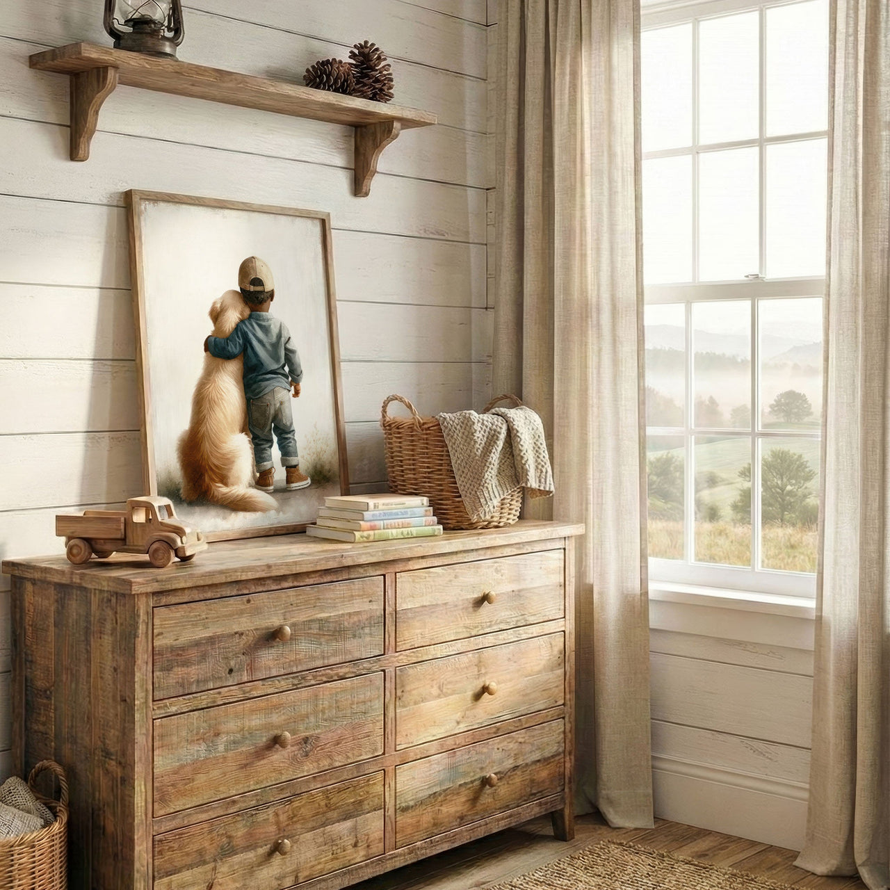 Golden Retriever Wall Art – Dog Boys Room Print