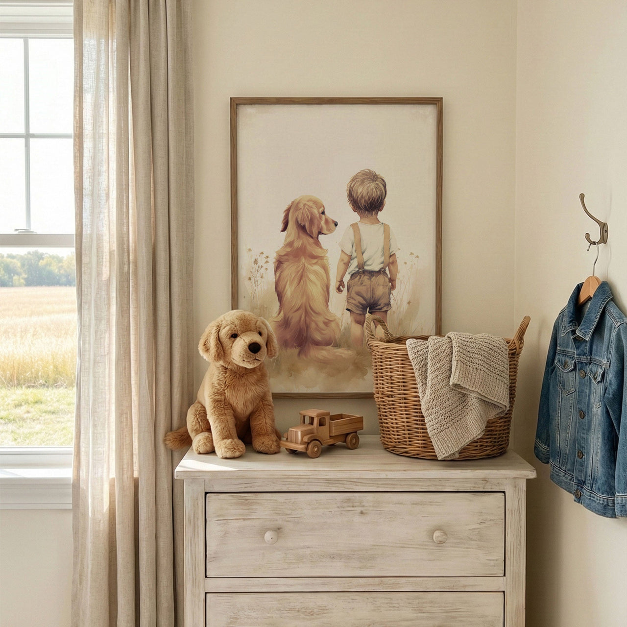 Golden Retriever Wall Art – Dog Boys Room Print