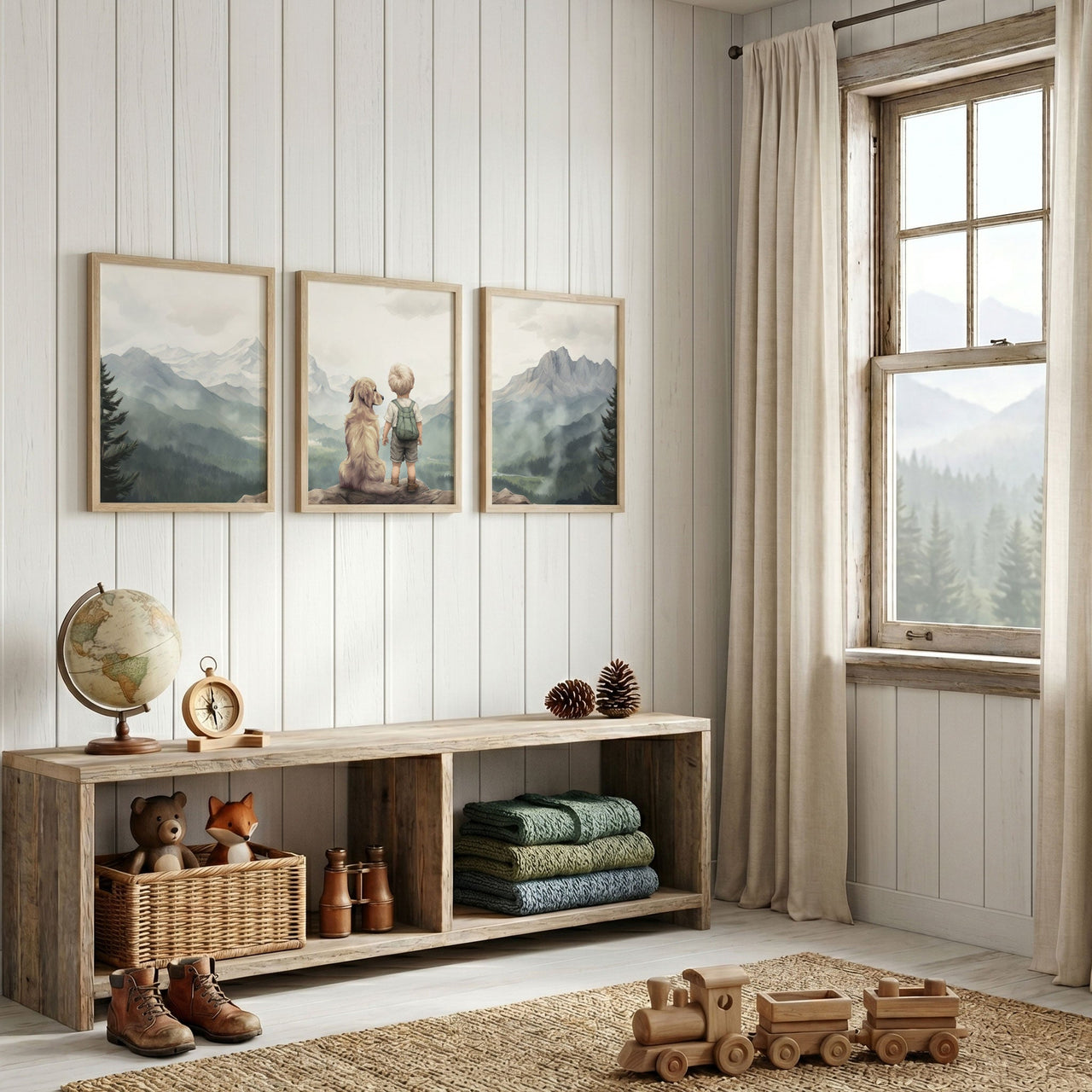 Golden Retriever Wall Art – Dog Boys Room Print • Set of 3