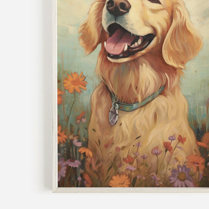 Golden Retriever Wall Art, Dog Lover Gift, Happy Dog Portrait - WildfieldPrints