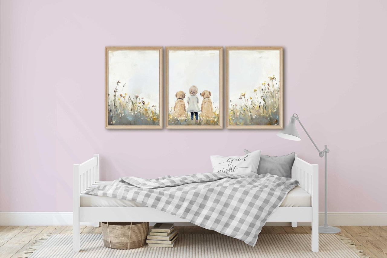 Golden Retriever Wall Art – Animal Nursery Print • Set of 3