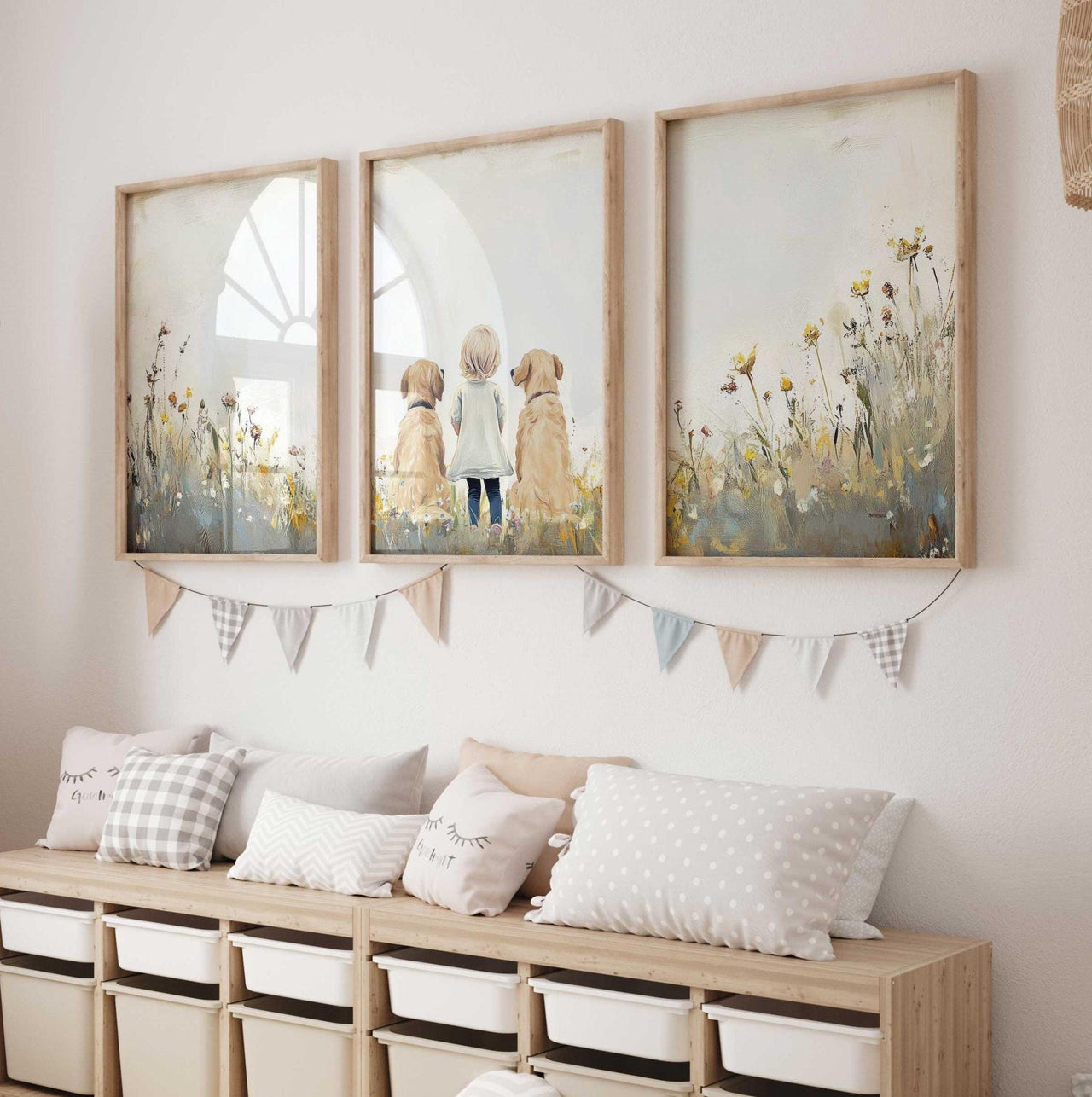 Golden Retriever Wall Art – Animal Nursery Print • Set of 3