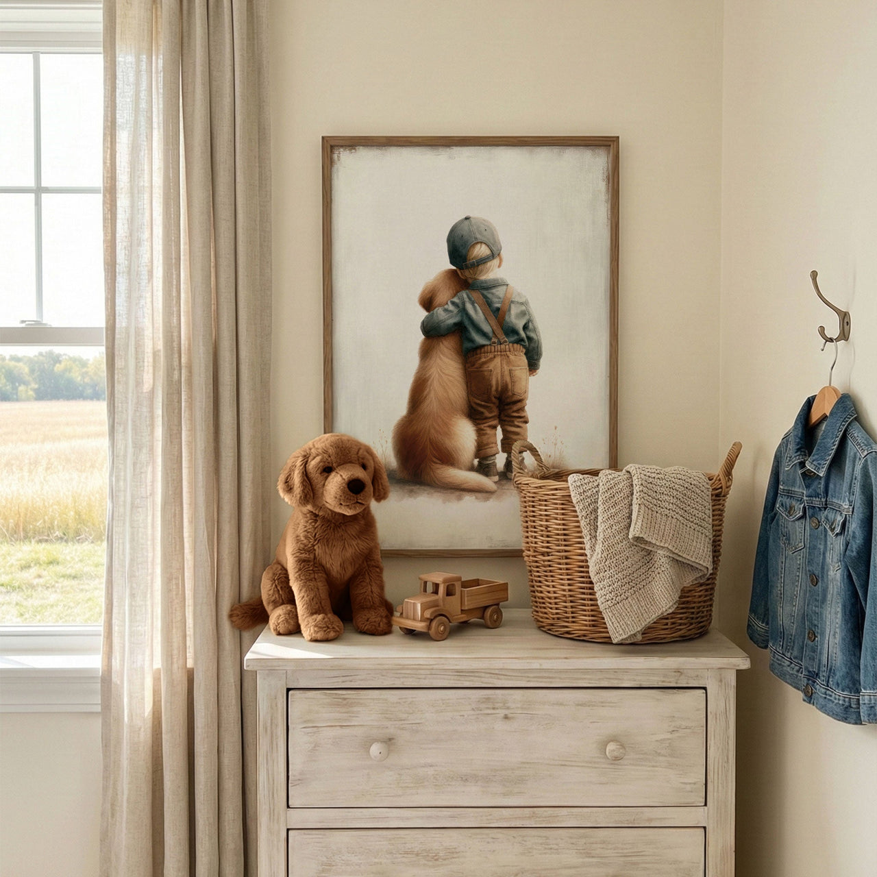 Golden Retriever Wall Art – Dog Nursery Print for Boys