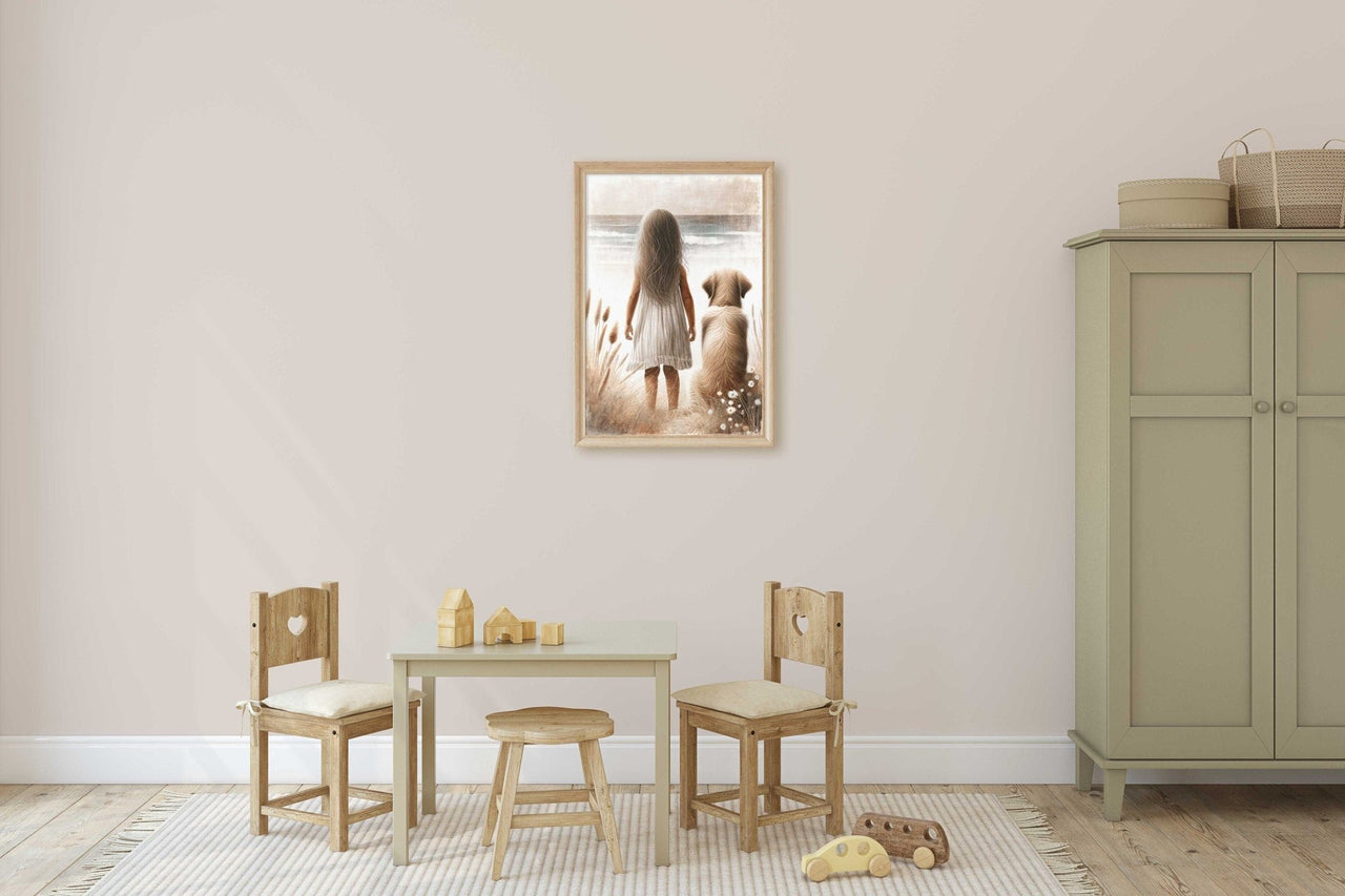 Golden Retriever Wall Art – Dog Nursery Print for Girls