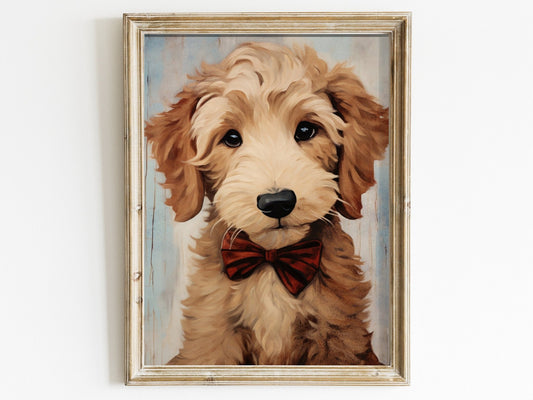 Goldendoodle Art Print, Vintage Dog Decor, Gift for Dog Lovers - WildfieldPrints