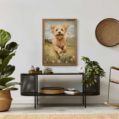 Goldendoodle Art Print, Vintage Dog Decor, Happy Dog Wall Art - WildfieldPrints
