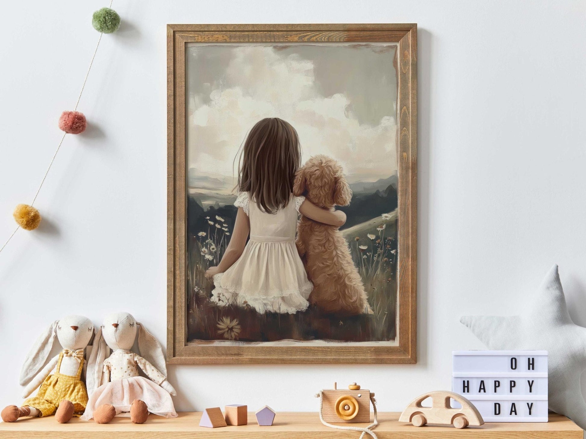 Goldendoodle Girl Nursery Art, Girl & Goldendoodle, Cockapoo Print, Dog Art Girl Room, Toddler Decor Girl, Printable Labradoodle Wall Art - My Store