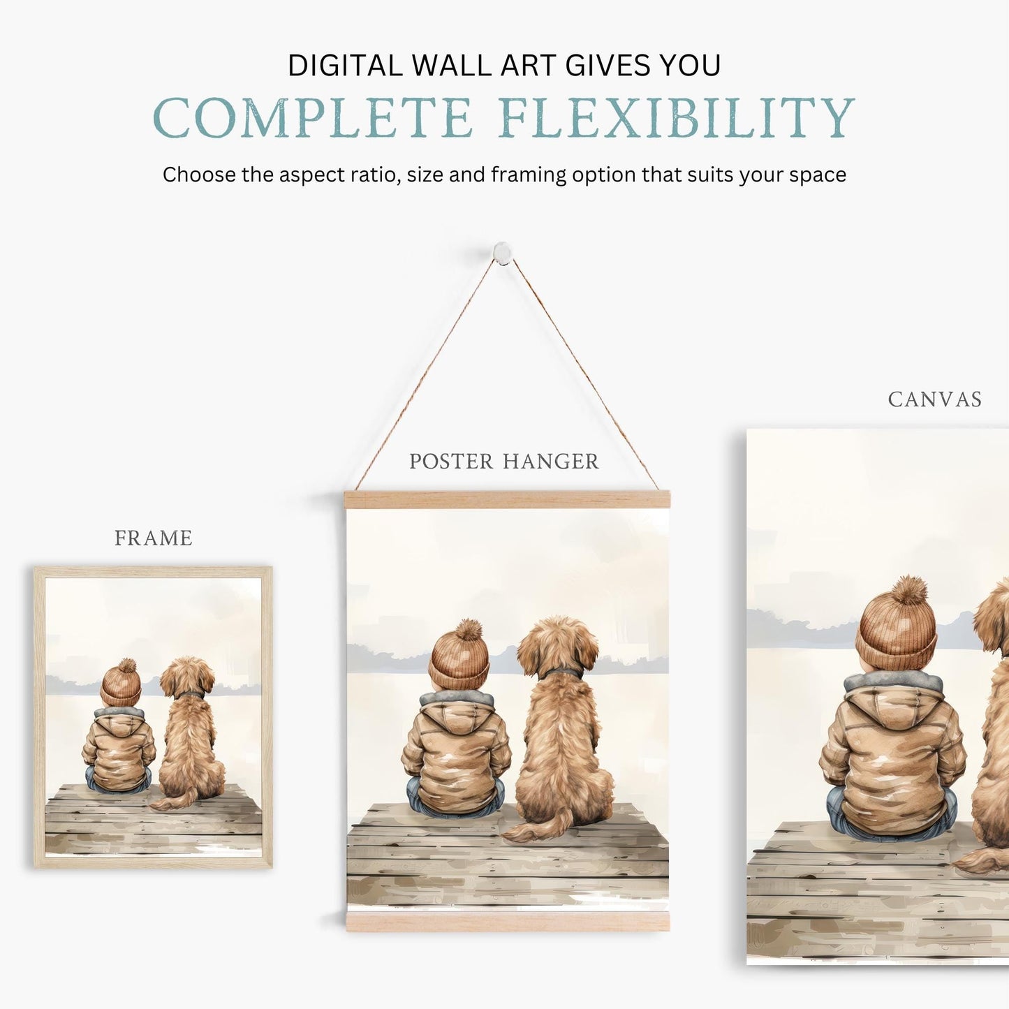 Goldendoodle Nursery Art, Boy & Dog Room Decor, Set of 3 Prints - WildfieldPrints