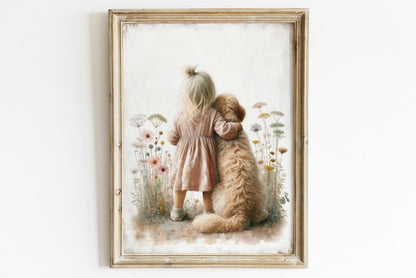 Goldendoodle Nursery Art, Cute Dog Wall Decor, Toddler Room Accent - WildfieldPrints