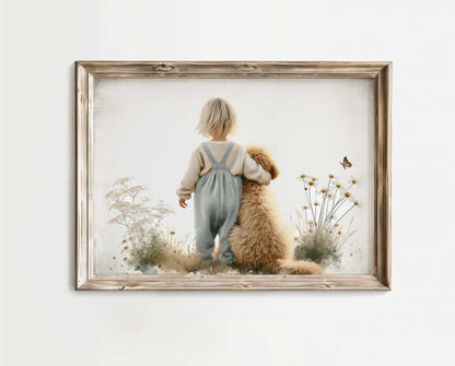 Goldendoodle Nursery Art, Cute Dog Wall Decor, Toddler Room Accent - WildfieldPrints